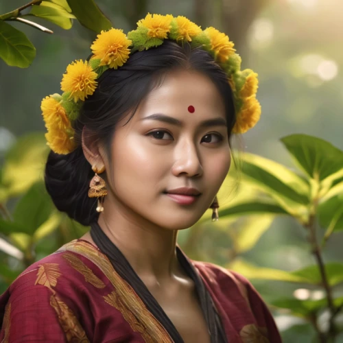 vietnamese woman,beautiful girl with flowers,miss vietnam,balinese,indonesian women,mulan,asian woman,girl in flowers,jasmine blossom,hula,vietnamese,javanese,girl in a wreath,romantic portrait,lei,rebana,pocahontas,vietnam's,vietnam,vintage asian,Photography,General,Natural