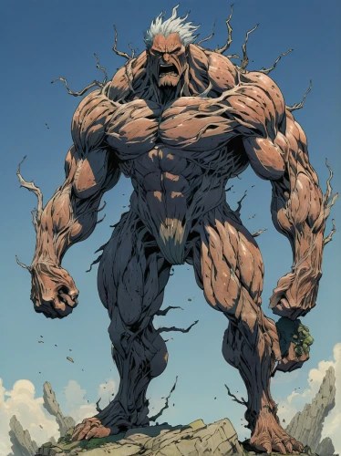 brute,the thing,avenger hulk hero,leopard's bane,wolverine,barbarian,hulk,minotaur,orc,king kong,old man of the mountain,gigantic,strongman,splitting maul,groot super hero,incredible hulk,angry man,muscle man,tree man,greyskull,Illustration,Realistic Fantasy,Realistic Fantasy 12