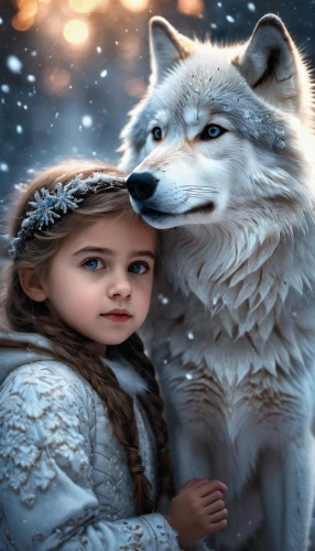 the snow queen,children's background,fantasy picture,winter animals,white shepherd,snowflake background,white rose snow queen,two wolves,winter background,little boy and girl,children's fairy tale,wolf couple,girl with dog,white walker,christmas snowy background,little girl and mother,white snowflake,the little girl,gray wolf,eternal snow,Photography,General,Fantasy