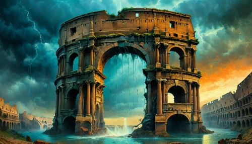 ancient city,colloseum,tower of babel,water castle,the ruins of the,the ancient world,tower fall,ancient rome,destroyed city,ancient roman architecture,fountain of neptune,rome 2,eternal city,coliseum,ruins,atlantis,watchtower,ruined castle,fantasy picture,panopticon,Photography,General,Fantasy