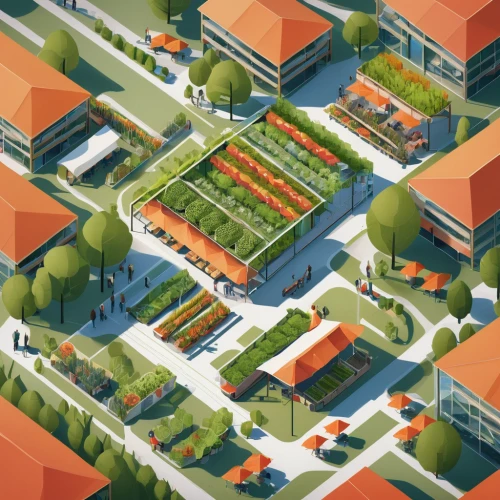 suburbs,factories,garden buildings,isometric,farm yard,vegetables landscape,farms,suburban,marketplace,farmer's market,farmers market,urban design,blocks of houses,city blocks,aurora village,agricultural,vegetable garden,urban park,suburb,escher village,Illustration,Vector,Vector 05