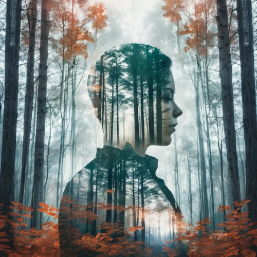 double exposure,forest man,photomanipulation,photo manipulation,multiple exposure,mystical portrait of a girl,girl with tree,digital art,forest of dreams,nature and man,digital artwork,image manipulation,avatar,digital creation,digital,becoming,haunted forest,the forest,photoshop manipulation,shamanism,Photography,Artistic Photography,Artistic Photography 07