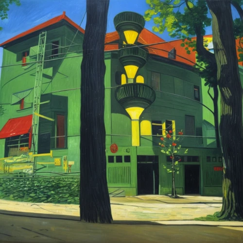 apartment house,apartment building,studio ghibli,linden,athens art school,house painting,row houses,house in the forest,apartment buildings,north american fraternity and sorority housing,apartment block,townhouses,apartment complex,facade painting,an apartment,1955 montclair,tenement,street scene,gobelin,braque saint-germain,Art,Artistic Painting,Artistic Painting 03