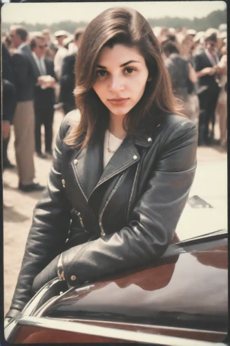 businesswoman,business woman,vintage background,marina,retro frame,policewoman,retro woman,1960's,pretty woman,secret agent,60s,leather jacket,car model,retro girl,cd cover,1971,1967,business girl,album cover,vintage girl,Photography,Polaroid