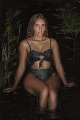 girl on the river,water nymph,the blonde in the river,oil on canvas,oil painting,oil painting on canvas,body of water,the body of water,in water,oil paint,female swimmer,girl on the boat,mangroves,paddler,swimmer,black landscape,floating on the river,under the water,crocodile woman,plus-size model,Common,Common,Photography