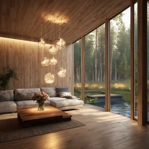 wooden sauna,modern living room,modern room,scandinavian style,interior modern design,wooden windows,wooden beams,wooden floor,3d rendering,wooden planks,wooden house,modern decor,wooden decking,wood floor,bamboo curtain,living room,wooden wall,wood window,house in the forest,wood flooring,Photography,Artistic Photography,Artistic Photography 15