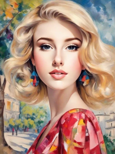 blonde woman,art painting,blond girl,oil painting,photo painting,world digital painting,oil painting on canvas,blonde girl,italian painter,marylyn monroe - female,portrait background,flower painting,romantic portrait,painting technique,meticulous painting,young woman,women's cosmetics,painting,portrait of a girl,vintage woman