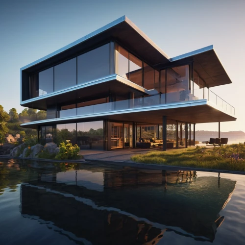 house by the water,dunes house,cube stilt houses,modern architecture,modern house,3d rendering,floating huts,cubic house,house with lake,stilt house,floating island,futuristic architecture,render,luxury property,beautiful home,cube house,pool house,floating islands,mid century house,inverted cottage,Photography,General,Sci-Fi