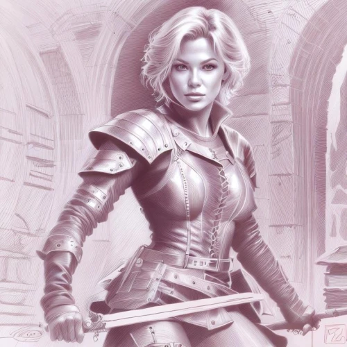 female warrior,joan of arc,paladin,fantasy portrait,swordswoman,heroic fantasy,fantasy woman,fantasy warrior,fantasy art,cuirass,fantasy picture,warrior woman,blonde woman,breastplate,sci fiction illustration,femme fatale,world digital painting,digital painting,lotus art drawing,dark elf,Design Sketch,Design Sketch,Character Sketch