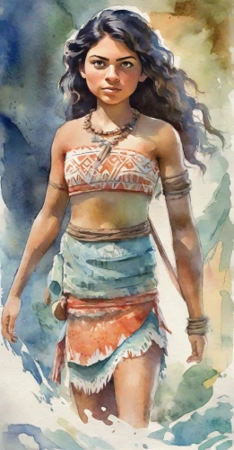 moana,watercolor women accessory,polynesian girl,the sea maid,warrior woman,girl on the river,photo painting,watercolor painting,oil painting,little girl in wind,oil painting on canvas,world digital painting,hula,pocahontas,watercolor mermaid,woman walking,watercolor paint,water color,watercolor background,art painting,Digital Art,Watercolor