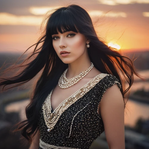 cleopatra,fantasy portrait,romantic portrait,portrait photography,mystical portrait of a girl,necklace,ancient egyptian girl,ephedra,portrait background,celtic queen,jewelry,fantasy woman,eurasian,inka,on the roof,gold jewelry,queen of the night,sunset glow,bangs,priestess,Photography,Documentary Photography,Documentary Photography 11