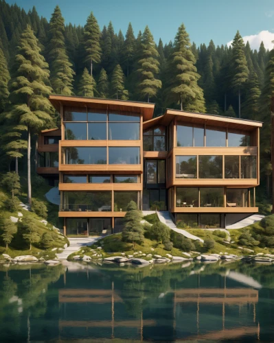 house by the water,floating huts,house with lake,houseboat,cubic house,eco hotel,cube stilt houses,render,house in the mountains,3d rendering,dunes house,house in mountains,aqua studio,timber house,wooden house,luxury property,inverted cottage,mid century house,eco-construction,modern architecture,Illustration,Vector,Vector 05