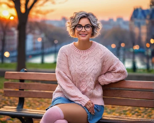 pink glasses,with glasses,reading glasses,pink round frames,silver framed glasses,lace round frames,glasses,sweater,long-sleeved t-shirt,women fashion,color glasses,romantic look,romantic portrait,park bench,round autumn frame,women clothes,spectacles,autumn background,long-sleeve,warm colors,Conceptual Art,Oil color,Oil Color 22