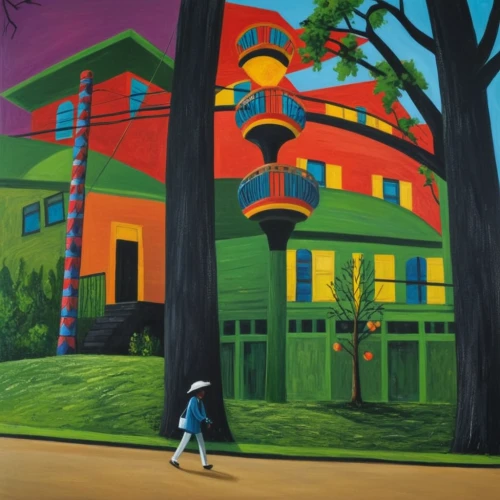 house painting,row houses,neighborhood,home landscape,construction paper,meticulous painting,neighbourhood,apartment house,street scene,shirakami-sanchi,escher village,studio ghibli,lonely house,palo alto,house in the forest,woman house,children's background,suburbs,little house,child in park,Art,Artistic Painting,Artistic Painting 25