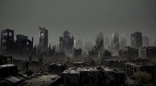 post-apocalyptic landscape,destroyed city,post-apocalypse,post apocalyptic,apocalyptic,desolation,wasteland,dystopian,human settlement,necropolis,scorched earth,doomsday,environmental destruction,black city,deforested,dead earth,district 9,urbanization,lostplace,the end of the world