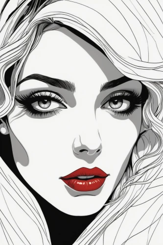 fashion illustration,cool pop art,pop art style,fashion vector,eyes line art,pop art woman,roy lichtenstein,art deco woman,pop art girl,adobe illustrator,effect pop art,pop art effect,vector graphics,pop art background,red lips,woman face,pop art,drawing mannequin,illustrator,comic halftone woman,Illustration,Vector,Vector 14