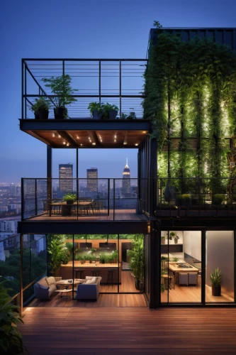roof garden,balcony garden,roof terrace,sky apartment,penthouse apartment,block balcony,paris balcony,roof landscape,green living,eco-construction,cubic house,greenhouse effect,modern architecture,grass roof,modern house,beautiful home,roof top,garden elevation,greenhouse,above the city,Illustration,Realistic Fantasy,Realistic Fantasy 33