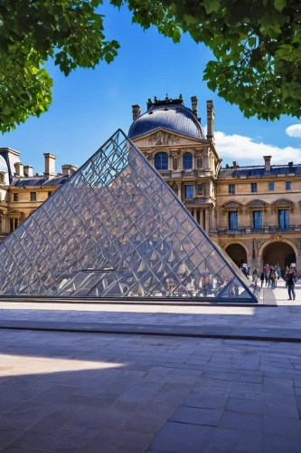 louvre museum,louvre,glass pyramid,french digital background,universal exhibition of paris,paris,french building,soumaya museum,paris clip art,france,glass facade,jewelry（architecture）,glass facades,polygonal,triangles background,structural glass,beautiful buildings,glass roof,pyramid,roof domes,Illustration,Paper based,Paper Based 23