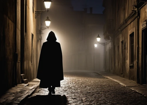 hooded man,cloak,sleepwalker,mysterious,anonymous,mystery man,spy,grimm reaper,an anonymous,sherlock holmes,french digital background,detective,black coat,apparition,hooded,the nun,overcoat,night image,nocturnes,scythe,Conceptual Art,Daily,Daily 11