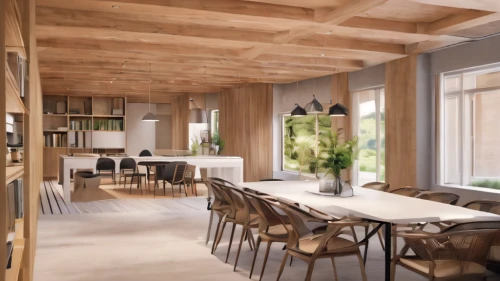 kitchen & dining room table,breakfast room,modern kitchen interior,wooden beams,dining table,dining room table,scandinavian style,dining room,kitchen design,modern kitchen,interior modern design,wooden windows,danish house,kitchen table,kitchen interior,timber house,danish furniture,3d rendering,modern decor,home interior,Photography,General,Natural