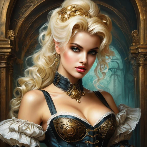 fantasy art,fantasy portrait,fantasy woman,gothic portrait,fantasy picture,victorian lady,fairy tale character,comely,sorceress,lady of the night,romantic portrait,bodice,celtic queen,fantasy girl,baroque angel,the enchantress,blonde woman,priestess,steampunk,corset,Conceptual Art,Daily,Daily 32