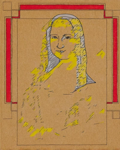 comic halftone woman,golden frame,post-it note,woman of straw,retro frame,gold frame,frame drawing,frame illustration,leonardo da vinci,paper frame,post-it,adhesive note,mona lisa,girl-in-pop-art,postit,crayon frame,kraft paper,gold stucco frame,square frame,art deco frame,Illustration,Paper based,Paper Based 07