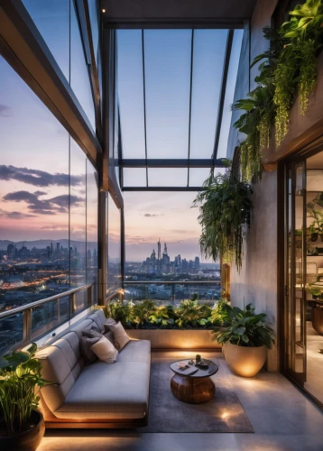 penthouse apartment,sky apartment,roof garden,paris balcony,balcony garden,roof terrace,loft,roof landscape,green living,glass wall,apartment lounge,block balcony,modern decor,beautiful home,livingroom,luxury real estate,living room,above the city,greenhouse effect,modern living room,Illustration,Retro,Retro 13