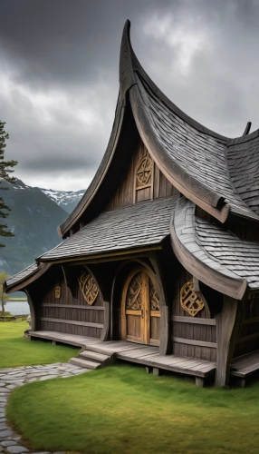 stave church,asian architecture,japanese architecture,wooden church,wooden house,the golden pavilion,golden pavilion,wooden roof,chinese architecture,miniature house,ancient house,traditional house,wooden hut,buddhist temple,wood doghouse,log home,crooked house,wooden houses,chinese temple,wooden construction,Art,Classical Oil Painting,Classical Oil Painting 36