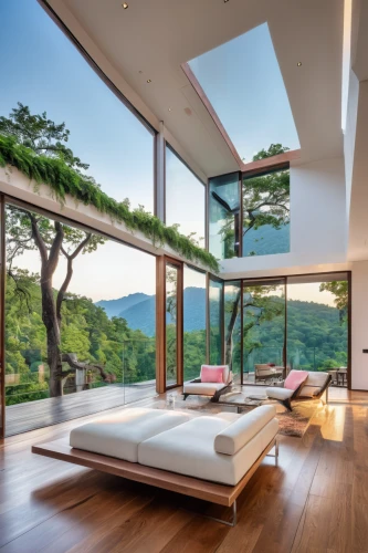 canopy bed,great room,modern room,roof landscape,tree house hotel,beautiful home,tree house,bedroom window,japanese-style room,interior modern design,modern decor,sliding door,luxury property,south korea,window covering,house in mountains,mirror house,treehouse,wood window,sleeping room,Conceptual Art,Fantasy,Fantasy 24