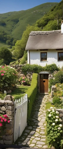 country cottage,thatched cottage,summer cottage,traditional house,home landscape,house in mountains,cottage garden,country house,cottage,alpine pastures,cottages,mountain huts,house in the mountains,grass roof,farm house,farmhouse,korean folk village,garden buildings,little house,small house,Illustration,Realistic Fantasy,Realistic Fantasy 09