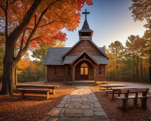 wooden church,forest chapel,wayside chapel,little church,church faith,chapel,church religion,pilgrimage chapel,holy place,black church,wood doghouse,stave church,place of worship,resting place,house of prayer,spiritual environment,autumn idyll,the black church,fall landscape,churches,Art,Classical Oil Painting,Classical Oil Painting 10