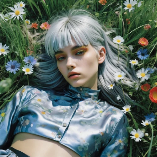 floral,girl in flowers,girl lying on the grass,floral background,colorful floral,floral poppy,blanket of flowers,vintage floral,floral heart,poppy seed,beautiful girl with flowers,wildflower,daisies,flower fairy,blue daisies,retro flowers,sea of flowers,flowerbed,flora,field of flowers,Photography,Fashion Photography,Fashion Photography 25