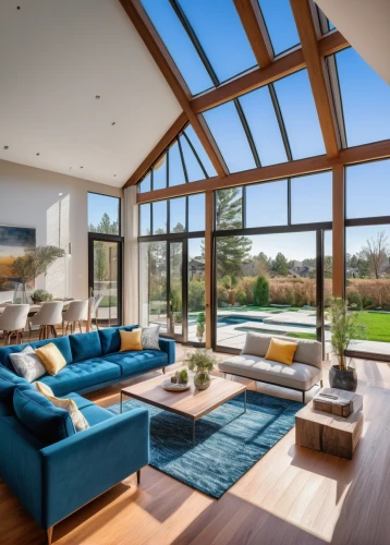 glass roof,modern living room,family room,luxury home interior,smart home,beautiful home,sitting room,interior modern design,roof landscape,living room,daylighting,mid century house,great room,livingroom,roof lantern,smart house,mid century modern,contemporary decor,structural glass,californian white oak,Art,Classical Oil Painting,Classical Oil Painting 11