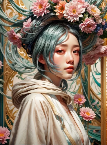 peony frame,geisha,girl in a wreath,chinese art,fantasy portrait,japanese floral background,girl in flowers,floral frame,flora,flower frame,wreath of flowers,geisha girl,portrait background,sakura wreath,frame flora,floral japanese,jasmine blossom,hanbok,oriental painting,japanese art