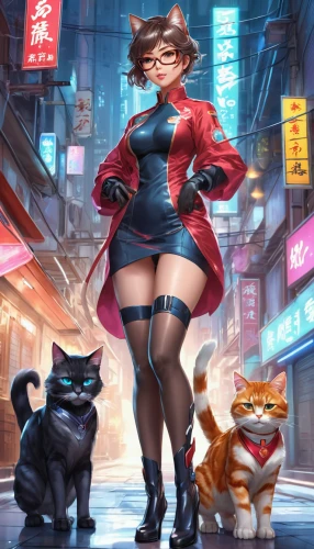 alley cat,hong,hk,siu mei,street cat,fuki,rockabella,katz,black cat,honmei choco,puma,sci fiction illustration,rescue alley,catwoman,cyberpunk,lucky cat,cartoon cat,su yan,gata,cheshire,Illustration,Japanese style,Japanese Style 01