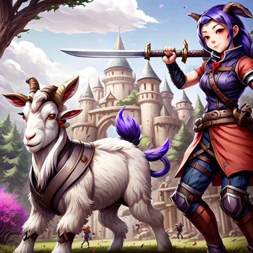 unicorn background,sheep shearer,domestic goats,domestic goat,massively multiplayer online role-playing game,feral goat,monsoon banner,game illustration,goatflower,herd of goats,cow-goat family,zebu,shoun the sheep,galiot,tiber riven,android game,huntress,show off aurora,scrolls,mobile game
