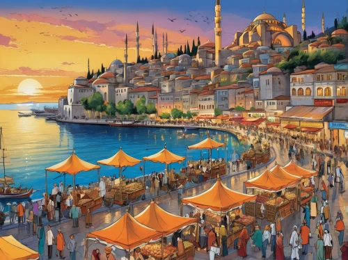 grand bazaar,turkey tourism,constantinople,turkey,istanbul city,turkish cuisine,istanbul,turkish culture,sultanahmet,turkish,blue mosque,kadikoy,island of rab,sultan ahmed mosque,turkish food,sultan ahmed,colorful city,galata,ottoman,ancient city,Illustration,Abstract Fantasy,Abstract Fantasy 23