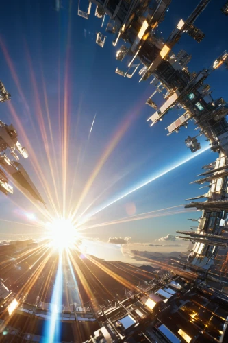 solar cell base,lens flare,sky space concept,space station,interstellar bow wave,space ships,space art,space tourism,sunstar,solar dish,alien ship,spacecraft,searchlights,sunburst background,starship,binary system,scifi,kriegder star,solar field,international space station,Photography,General,Realistic