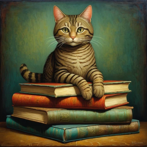 cat portrait,bookworm,books,cat image,scholar,book stack,read a book,child with a book,toyger,author,cat on a blue background,american shorthair,tabby cat,library book,reader,a book,cat,book illustration,bengal cat,books pile,Illustration,Abstract Fantasy,Abstract Fantasy 09