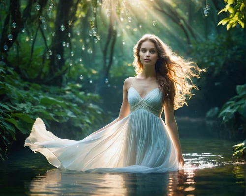 the blonde in the river,girl on the river,water nymph,girl in a long dress,mystical portrait of a girl,faerie,enchanting,faery,celtic woman,romantic portrait,fantasy picture,rusalka,fairy queen,ballerina in the woods,enchanted,flowing water,the enchantress,the night of kupala,immersed,floating on the river,Photography,Artistic Photography,Artistic Photography 01