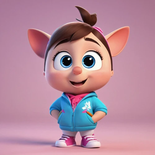 cute cartoon character,agnes,3d render,disney character,lilo,3d model,coco,cartoon character,3d rendered,cute cartoon image,chipmunk,clay animation,mascot,character animation,cinema 4d,the mascot,animated cartoon,monchhichi,chowder,funko,Unique,3D,3D Character