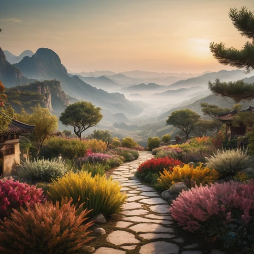 fantasy landscape,the mystical path,pathway,hiking path,home landscape,fantasy picture,mountain landscape,landscape background,south korea,the valley of flowers,beautiful landscape,japan landscape,mountainous landscape,world digital painting,nature landscape,landscape designers sydney,zen garden,huangshan mountains,the path,garden of eden,Photography,General,Natural