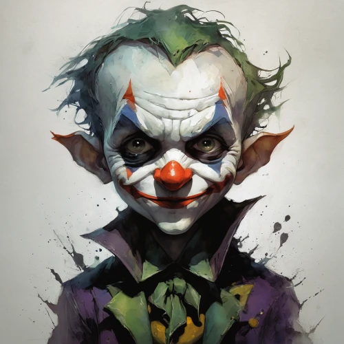 joker,creepy clown,clown,scary clown,horror clown,rodeo clown,it,trickster,ledger,ronald,rorschach,jigsaw,clowns,sting,face paint,ringmaster,villain,supervillain,without the mask,face painting,Illustration,Abstract Fantasy,Abstract Fantasy 18