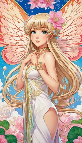 flower fairy,winged heart,angel,angel girl,vanessa (butterfly),fairy,vintage angel,angel's trumpet,garden fairy,fairy queen,angel's trumpets,angelic,jessamine,angel wing,angel wings,pollen panties,love angel,child fairy,baroque angel,faerie,Illustration,Japanese style,Japanese Style 01