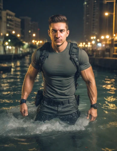 ballistic vest,endurance sports,fitness professional,lifejacket,wetsuit,dry suit,the man in the water,surface water sports,bodybuilding supplement,marine,fitness model,aquanaut,aquaman,poseidon,fitness coach,active shirt,action hero,strength athletics,danila bagrov,buy crazy bulk,Photography,Realistic