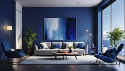 blue room,blue painting,modern decor,living room,apartment lounge,livingroom,contemporary decor,sitting room,modern living room,interior design,interior modern design,modern room,interior decor,mazarine blue,blue lamp,interior decoration,electric blue,the living room of a photographer,living room modern tv,blue leaf frame,Photography,General,Realistic