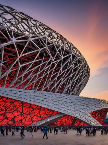 beijing,futuristic art museum,futuristic architecture,stadium falcon,beijing or beijing,qlizabeth olympic park,baku eye,olympic park,olympic stadium,soumaya museum,tianjin,honeycomb structure,bird's nest,night view of red rose,zhengzhou,chinese architecture,red milan,calatrava,dalian,the hive,Illustration,Abstract Fantasy,Abstract Fantasy 22