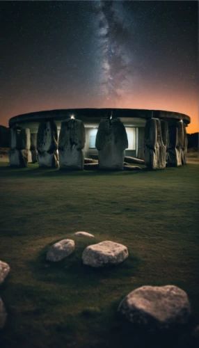 futuristic landscape,megaliths,megalithic,sky space concept,neolithic,stonehenge,dolmen,futuristic art museum,burial chamber,chambered cairn,stargate,futuristic architecture,cube stilt houses,solar cell base,ring of brodgar,ufo interior,moon base alpha-1,research station,stone circles,planetarium