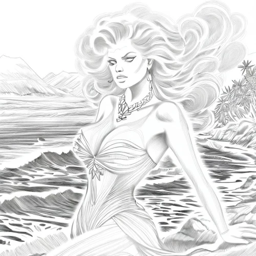 siren,mermaid background,the sea maid,wind wave,fashion illustration,aphrodite,the wind from the sea,aphrodite's rock,mermaid vectors,rusalka,digital drawing,god of the sea,beach background,fantasy woman,merfolk,sea breeze,rogue wave,line-art,at sea,coloring page,Design Sketch,Design Sketch,Character Sketch