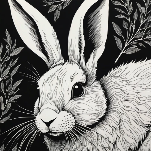 gray hare,audubon's cottontail,rabbits and hares,leveret,hare,wild hare,hare window,field hare,wild rabbit,brown hare,young hare,european rabbit,cottontail,domestic rabbit,rabbit,white rabbit,hares,wood rabbit,snowshoe hare,hare trail,Illustration,Black and White,Black and White 12